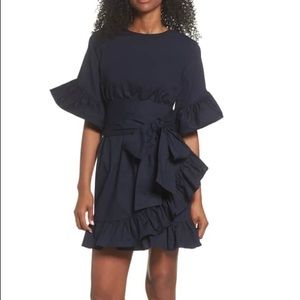 Tie waist ruffle dress